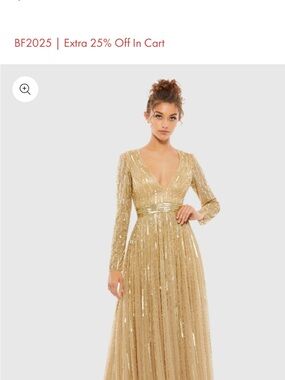 Mac Duggal Gold Sequin Maxi Dress